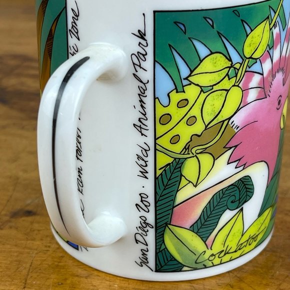 Vintage San Diego Zoo Tropical Rain Forest Tiger Frog Cockatoo Coffee Mug - Picture 5 of 10